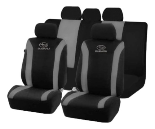 Funda Cubreasiento Tela Negro Gris Bordado Logo Subaru