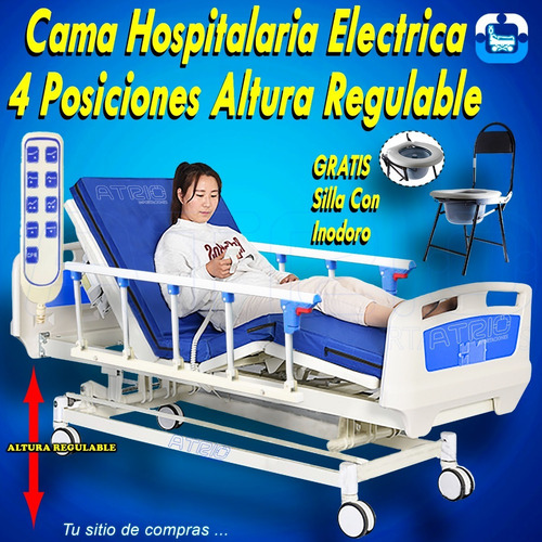 Imagen 1 de 2 de Cama Hospitalaria Eléctrica 4 Posiciones Altura Sube Baja