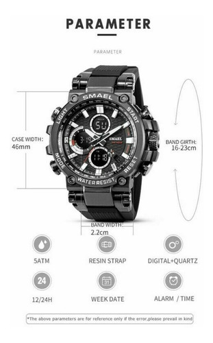 Relógio Masculino Smael 1803 Original S-shock Caixa De Metal