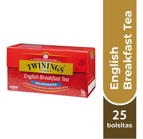 Twinings Té English Breakfast Descafeinado X25 Bolsitas