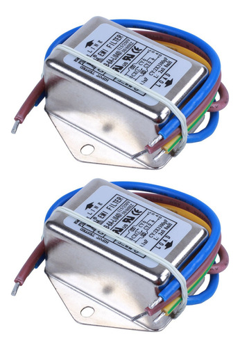 2 Filtros De Ruido De Fase Individual Ac 115 V/250 V 6 A Emi