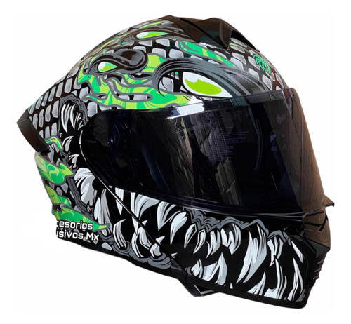 Casco Brilla En La Obscuridad Kov Toxic Deportivo Abatible 