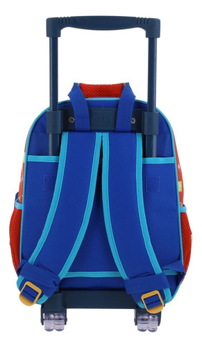 Mochila Con Ruedas Chica Chenson Super Mario Bros Drivuen Color Azul Diseño De La Tela Lisa
