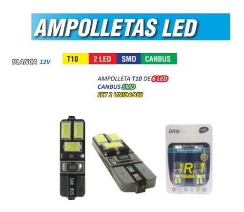 Par De  Luces Led Cola Pescado T10 Canbus 6 Led  12vol