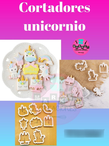 Set De Cortadores De Galleta O Fondant Motivo Unicornio!!