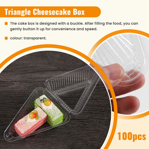 100 Unidades De Caixas De Cheesecake Triangulares Slice Cake