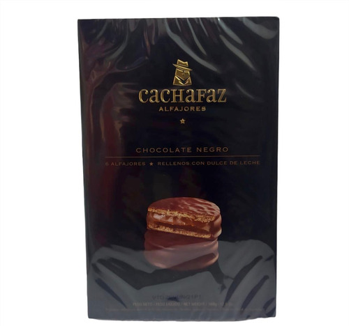 Alfajores Cachafaz Chocolate Negro Caja X 6 U.