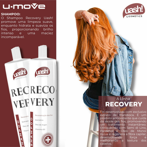 Shampoo Uash Recovery 900ml - Queratina - Reconstrução
