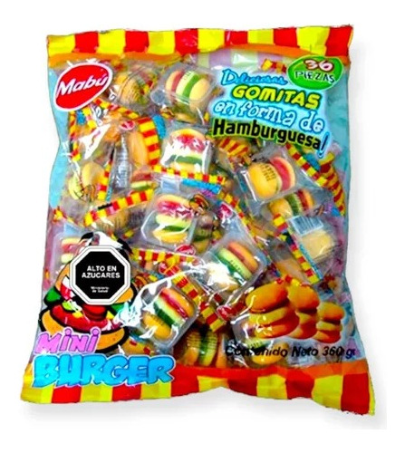 Gomitas Mini Hamburguesas Mabu (bolsa Con 36 Unidades)
