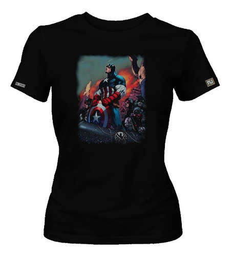 Camiseta Capitán América Avengers Ilustración Dama Mujer Dbo