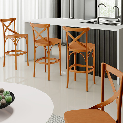 Kit 02 Banquetas Cozinha Sala De Jantar Ávila Madeira Maciça