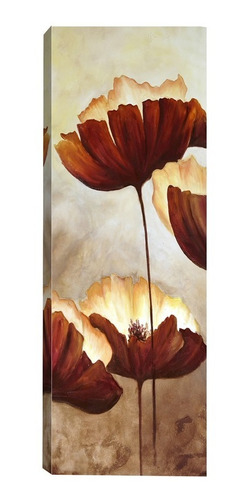 Imagem 4 de 5 de Par De Quadros Para Sala Quarto Corredor 20x60 Floral Marrom