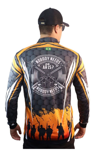 Imagem 3 de 7 de Camiseta Airsoft Brk Cinza Com Laranja Com Fpu 50+