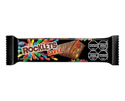Barra Chocolate Rocklets  44gr X 5 Unidades - Arcor Oficial