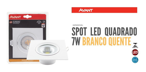 Imagem 1 de 6 de Spot Super Led Quadrado 7w Avant Branco Quente