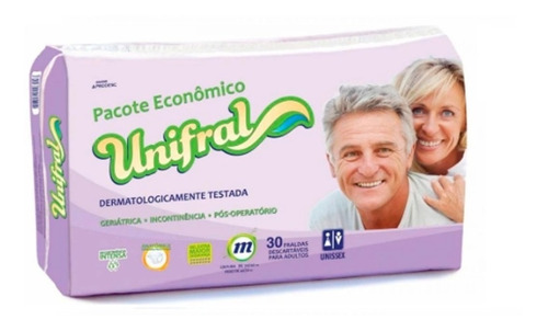 Fralda geriatrica adulto Unifral pacote economico M 30 unidades