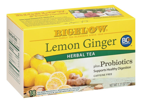 Bigelow Lemon Ginger Probióticos, Caja De 18 Unidades,...