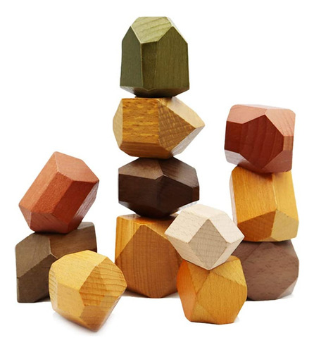 Tithaking Natural Wooden Blocks Colored Wooden Stones Apilan