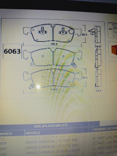 Pastillas Freno Jeep Cherokee Ltd 3.0/3.6/5.7  # 6063