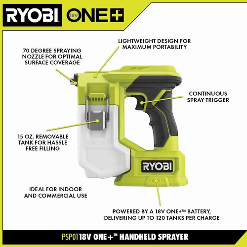 Kit De Pulverizador De Mano Inalámbrico De 18 V Con (1) Bate