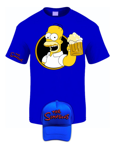 Camiseta Manga Corta Homero J Simpson Beer Obsequio Gorra 