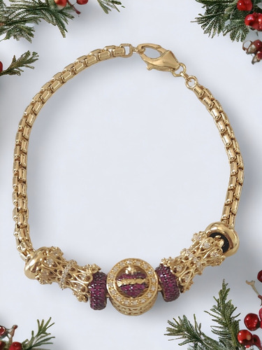 Pulseira Fio Milano Com Berloques Em Ouro 18k Amarelo