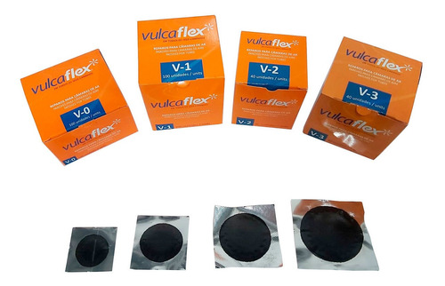 Imagem 1 de 6 de Kit Com 4 Caixas Remendo A Frio V-0 - V1 - V2 - V3 Vulcaflex