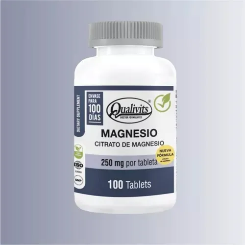 Citrato De Magnesio Qualivits® 250mg X 100 Tabletas Calidad Sin Sabor