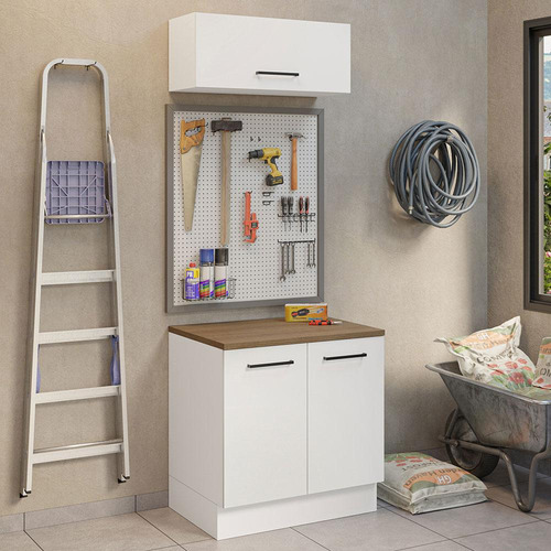 Mueble Modular Integral Almacenamiento Garaje Madesa Color Blanco/marron