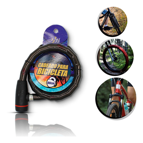 Cadeado Para Bicicleta 80cm*18mm Cor:preto