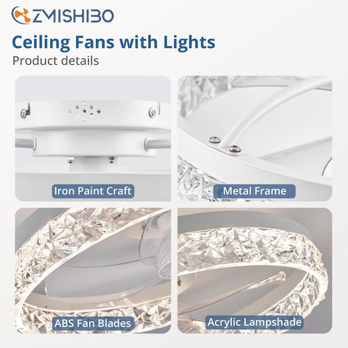 Ventilador De Techo Con Luces Led Con Control Remoto Blanco