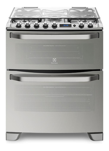 Cocina Electrolux 76XDR a gas 5 hornallas  acero inoxidable puerta con visor 125.1L con doble horno