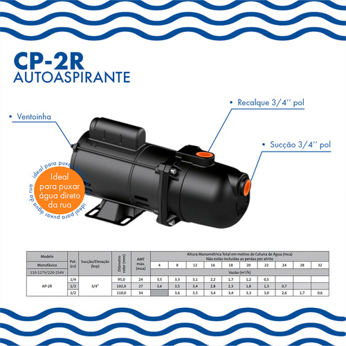 Bomba Autoaspirante Dancor Ap-2r Mono Bivolt 1/2cv Kit 2