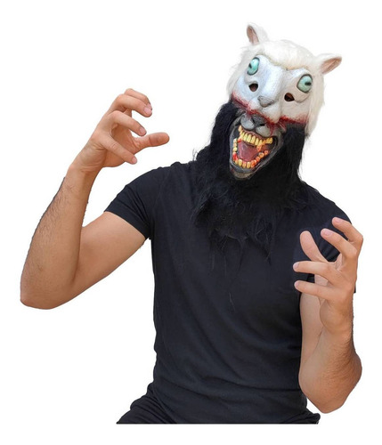 Máscara Terror Lobo Oveja Borrego Para Halloween Ghoulish Color Blanco