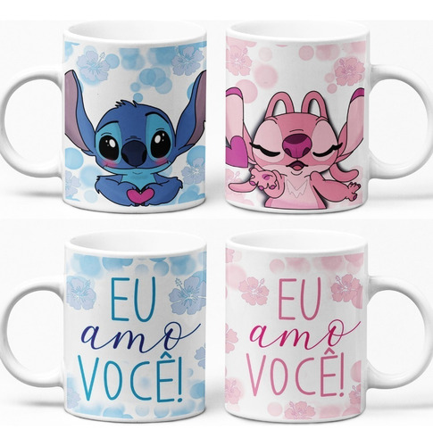 Conjunto Caneca Presente Namorados Eu Amo Você Personagem Hj