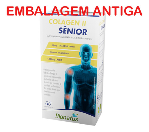 2x | Colágeno Tipo 2 | 60 Comp | Bionatus | Colagen Sênior