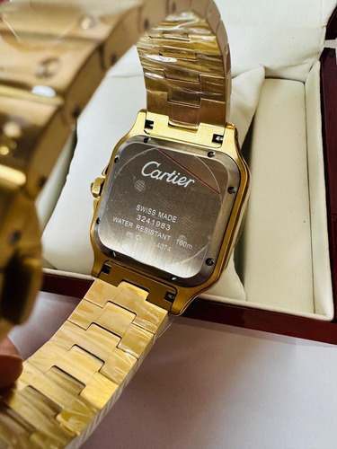 Reloj Pulsera Cartier Santos Dorado Fondo Blanco Dorado Blanco (Usado)
