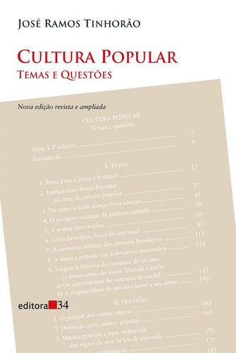 Cultura popular: temas e questões, de Tinhorão, José Ramos. Editora 34 Ltda., capa mole em português, 2001