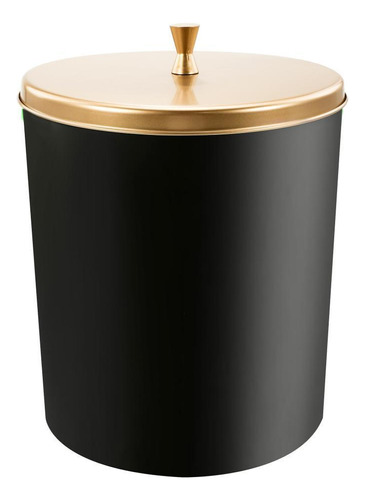 Lixeira Banheiro Cozinha Preto Tampa Inox Dourada 5l Forma