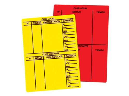 Tarjetas De Árbitro Roja Amarilla Reglamentarias Referee