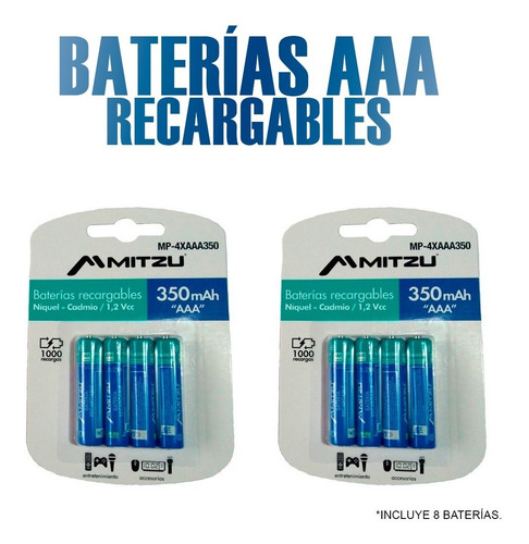 Imagen 4 de 7 de Cargador Con 26 Baterías Recargables 8 Aaa Y 18 Aa Mitzu