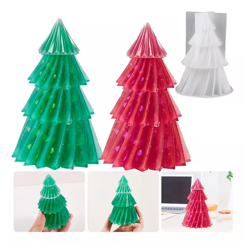 Molde De Silicon Arbol De Navidad Giratorio Velas Pino 12 Cm