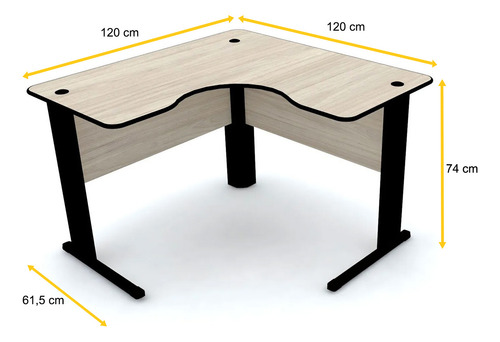 Mesa Em L P/ Escritório 120x120 Pandin Maxxi - Nogueira/pt Nogueira/preto