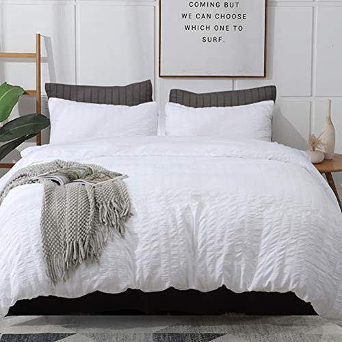 Avelom White Duvet Cover Queen (90 X 90 Pulgadas), 3 Piezas 