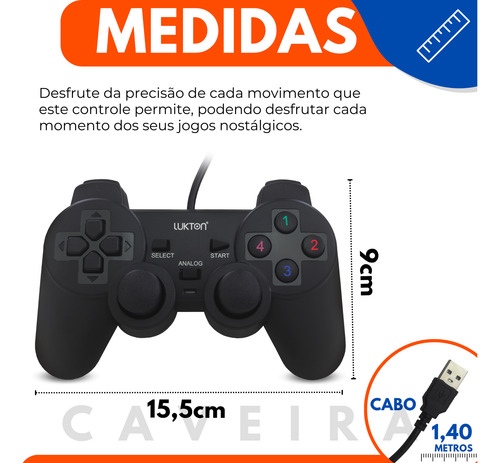 Kit 2 Controle Joystick Usb Analógico Computador E Notebook