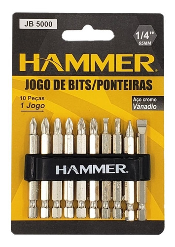 Kit Bits Ponteira Parafusadeira/furadeira Longa 10pc Hammer