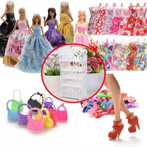 Kit Lote Acessórios P/ Boneca Barbie Jogo Chá Roupas Bolsas