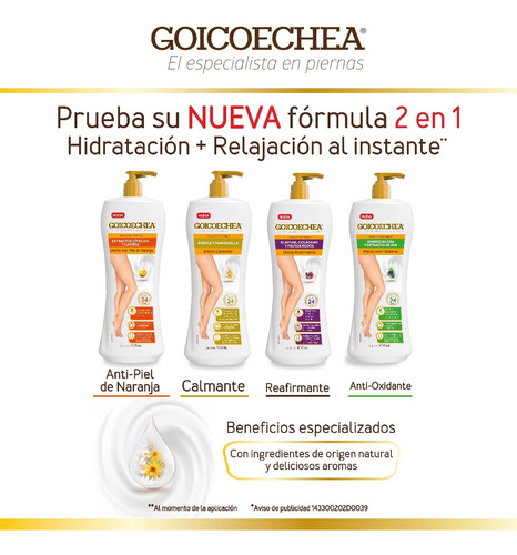Crema Corporal Goicoechea Efecto Anti-oxidante Envase 400ml Ginkgo Biloba Y Extracto De Uva