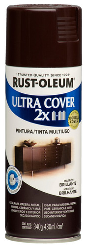 Aerosol Ultra Cover 2x Marrón Brillante Rust Oleum Sibaco