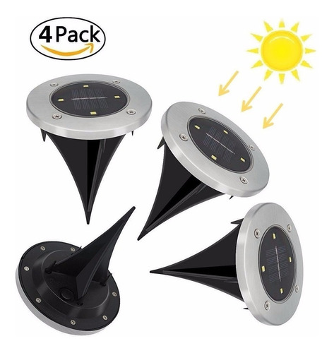 Pack 4 Luces Led Exterior Jardin Led Solar 4 Led A Pedido